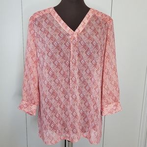 Talbots Womens S sheer 3/4 sleeve blouse